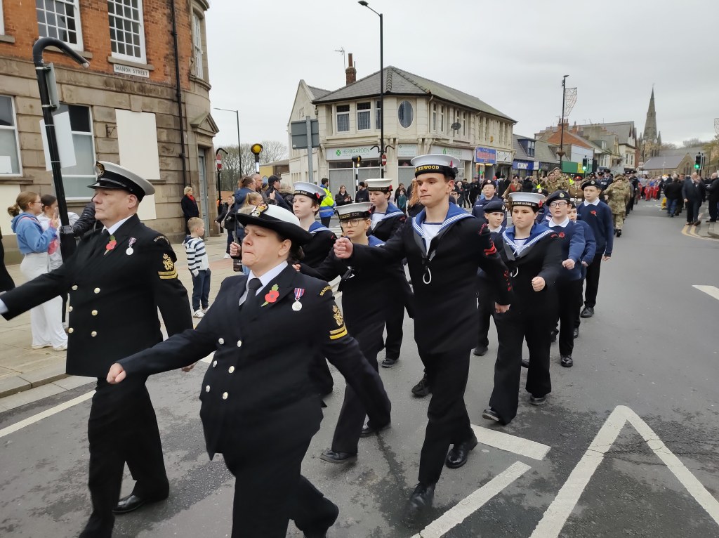 Photograph of Bridlington Sea Cadets marching on Remembrance Day