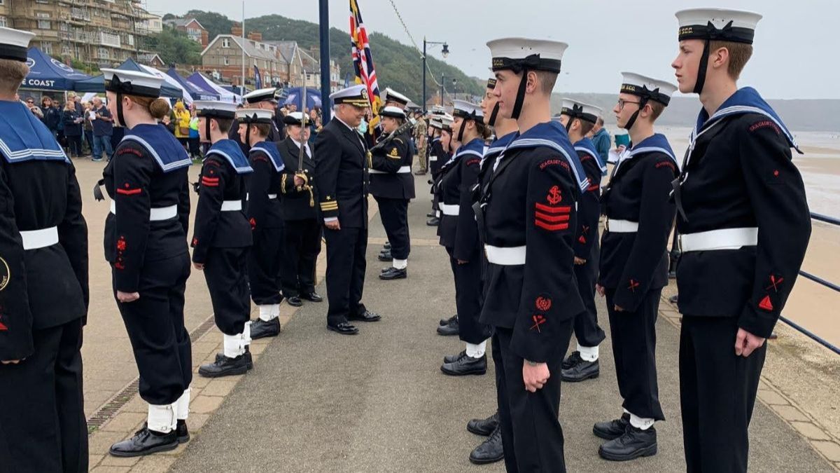 Photo of Brid Cadets parading with Filey Sea Cadets