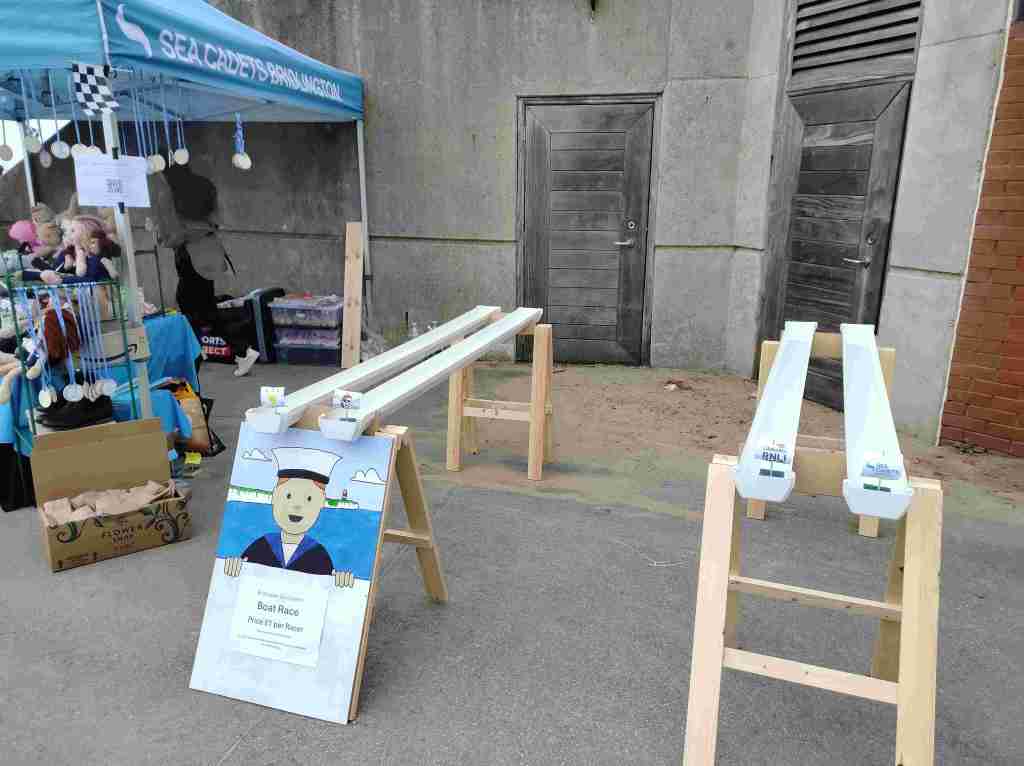 Photo of the boat racing game at a fundraiser