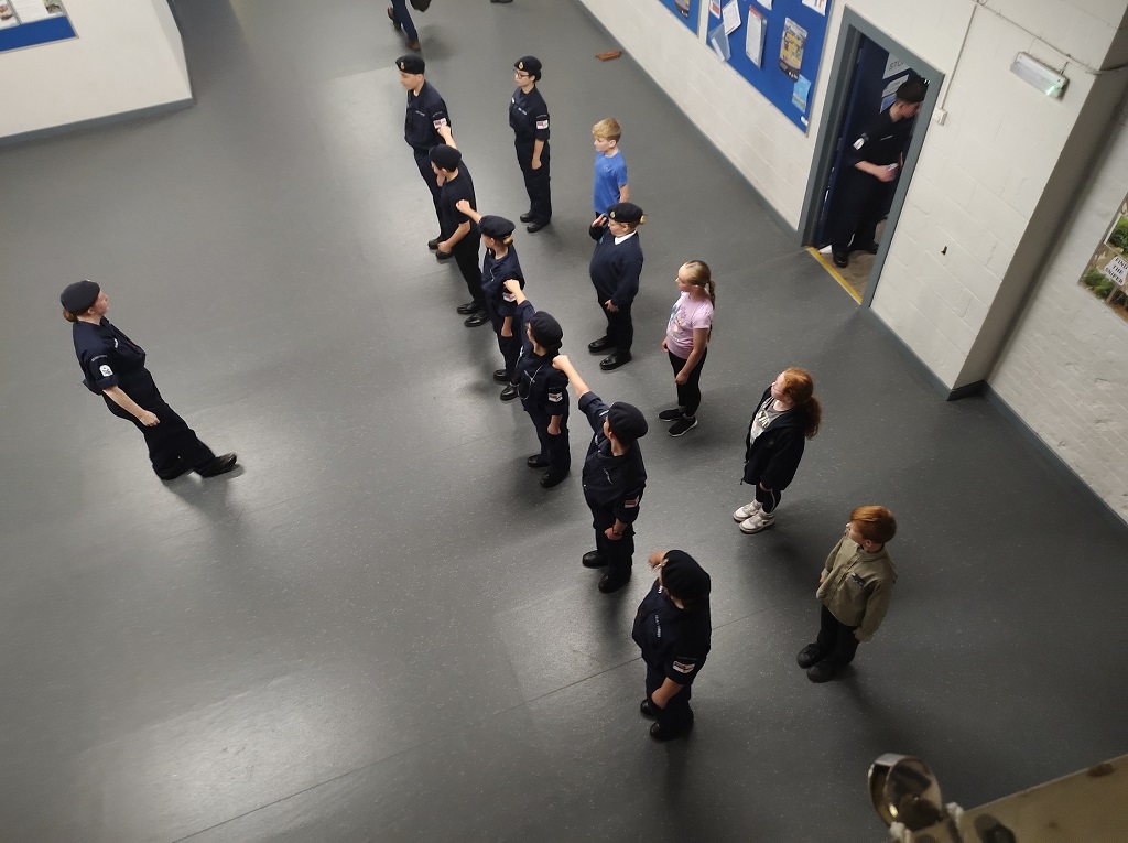 Bridlington Sea Cadets and new recruits form up in squad.